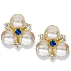 Scully & Scully 18k Yellow Gold Pearl And Diamond Earrings