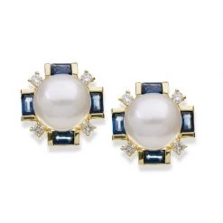 Scully & Scully 18K Sapphire Pearl Burst Earrings