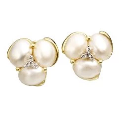 Scully & Scully Mabe Pearl Cluster Earrings With Diamonds