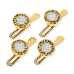 Scully & Scully 18k Gold Studs With Mother Of Pearl & Diamonds, Set Of 4