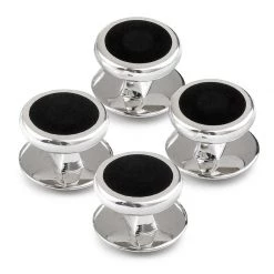 Scully & Scully Sterling Silver Circular Studs With Onyx, Set Of 4