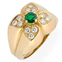 Scully & Scully 18k Yellow Gold Diamond Petal Rings