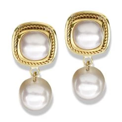 Scully & Scully Gold Twist And Pearl Drop Earrings -Jewelry Shop unnamed file 1099