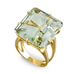 Scully & Scully 18k Gold Square-Cut Gemstone Ring