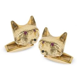 Scully & Scully 18k Fox Cufflinks Ruby Eyes Onyx Noses