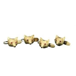 Scully & Scully 18k Fox Studs With Onyx Noses & Ruby Eyes, Set Of 4
