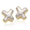 The Mazza Company 18k Yellow Gold Pearl Cross Earrings, Posts -Jewelry Shop unnamed file 1130
