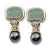 Scully & Scully 18K Aquamarine Cabochon And Diamond Tahitian Pearl Drop Earrings