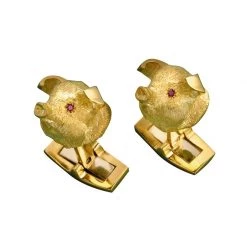 Scully & Scully 18k Gold Piglet Head Cufflinks