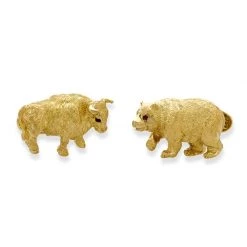 Scully & Scully 18k Gold Bull & Bear Cufflinks With Ruby Eyes