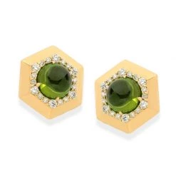 Scully & Scully 18K Yellow Gold Hexagonal Peridot Garnet & Diamond Earrings