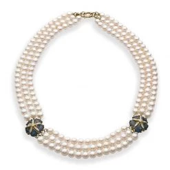 Scully & Scully 18k Yellow Gold London Blue Topaz & Pearl Necklace