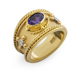 Scully & Scully 18k Rope Border Tanzanite & Diamond Ring