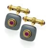 Scully & Scully 18k Gold Square Hematite Cufflinks With Cabochon Rubies -Jewelry Shop unnamed file 1176