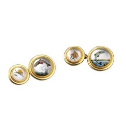 Scully & Scully 18k Leaping Trout Crystal Cufflinks