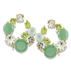Scully & Scully 18k Gold Green Wreath Earrings