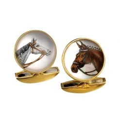Scully & Scully 18k Horse Head Crystal Cufflinks