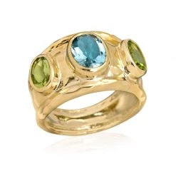 Scully & Scully 18k Yellow Gold Topaz & Peridot Ring
