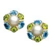 Scully & Scully 18k Gold Blue Topaz & Peridot Mabe Pearl Earrings