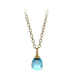 Scully & Scully 18K Gold 50 Carat Blue Topaz Drop Pendant