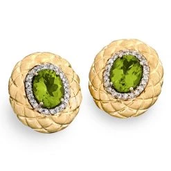 Scully & Scully 18k Gold Peridot Honeycomb Earrings