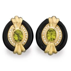 Scully & Scully 18k Onyx & Peridot Art Deco Bow Earrings -Jewelry Shop unnamed file 1243