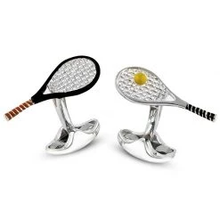 Scully & Scully Sterling Silver Tennis Racquet & Ball Cufflinks