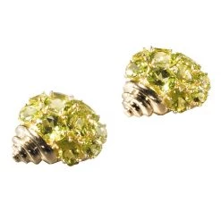 Scully & Scully 18k Gold Peridot Shell Earrings