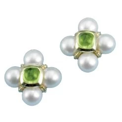 Scully & Scully Pearl And Peridot Earrings