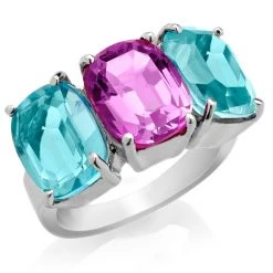Scully & Scully 18k White Gold Blue & Pink Topaz Ring
