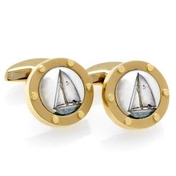 Scully & Scully Porthole & Yacht Crystal Cufflinks