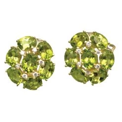 Scully & Scully 18k Peridot & Diamond Cluster Earrings