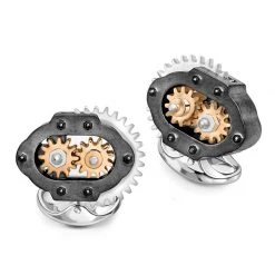 Scully & Scully Sterling Silver Gear Box Cufflinks, Rose Gold Plated