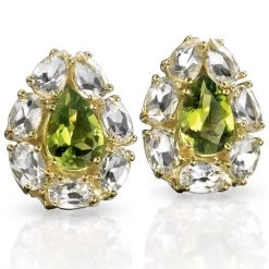 Scully & Scully White Topaz & Peridot Pear Earrings