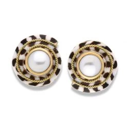 Scully & Scully 18k Cone Shell With Pearl Earrings