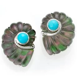 Scully & Scully 18k White Gold Nautilus Shell Earrings