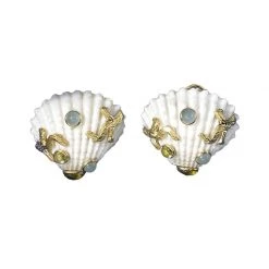 Scully & Scully 18k Gold Jeweled Scallop Shell Earrings