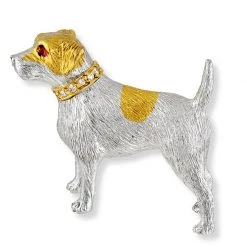 Scully & Scully 18k White & Yellow Gold Jack Russell Terrier Pin