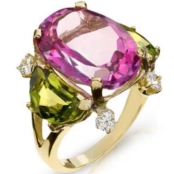 Scully & Scully 18k Pink Topaz & Peridot Ring