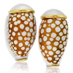 Scully & Scully 18k Gold Cowrie Shell & Mabe Pearl Earrings