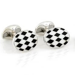 Scully & Scully Sterling Silver Black & White Checkered Cufflinks
