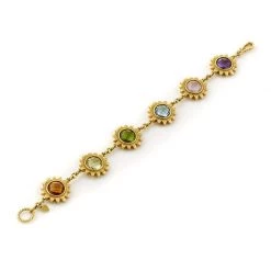 Scully & Scully 18k Gold Multicolor Gemstone Sunflower Bracelet