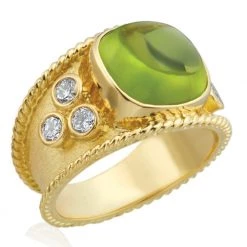 Scully & Scully 18k Gold Peridot Diamond Ring