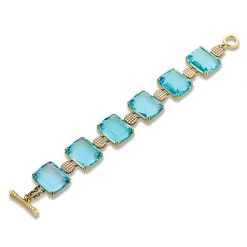 Scully & Scully 18k Yellow Gold Blue Topaz Diamond Bracelet