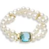 Scully & Scully 18K Yellow Gold Swiss Blue Topaz Pearl Bracelet