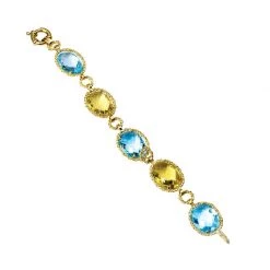 Scully & Scully 18k Yellow Gold Blue Topaz & Lemon Quartz Bracelet