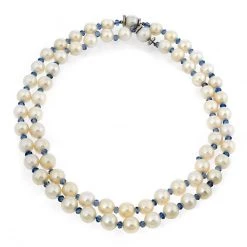 Scully & Scully 18k Gold Nesting Pearl & Blue Topaz Necklaces