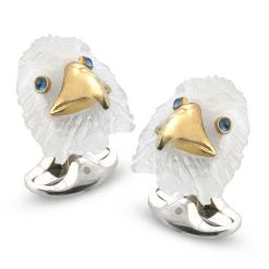 Scully & Scully Sterling Silver Bald Eagle Resin Head Cufflinks