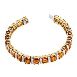 Scully & Scully 18k Yellow Gold Square Citrine & Diamond Bracelet