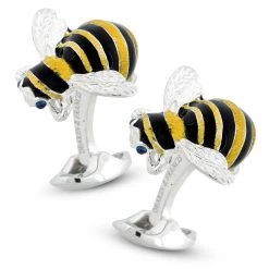 Scully & Scully Sterling Silver & Enamel Bumble Bee Cufflinks